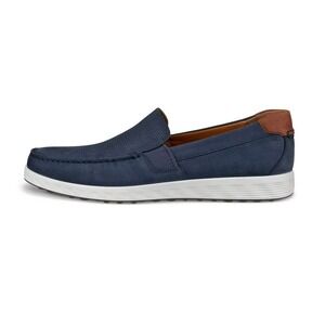 ECCO Blue Leather White Comfy Slip‎ On S Lite Nubuck Moccasins Size 10.5